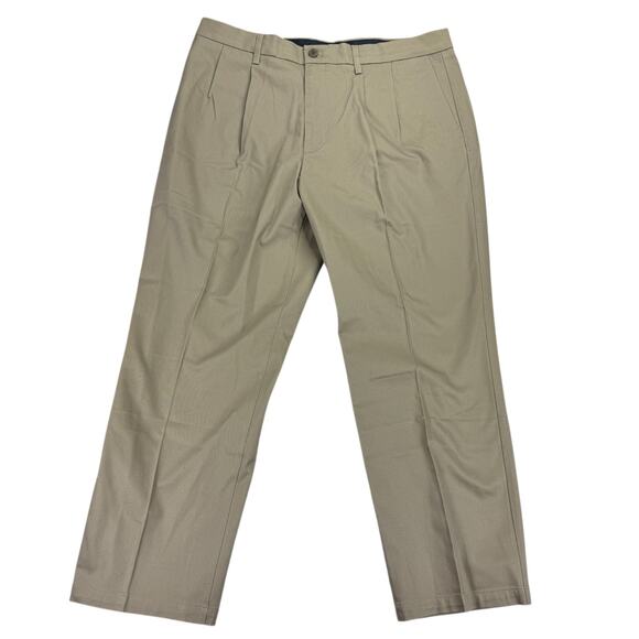 Dockers Mens Signature Lux Cotton Classic Fit Pleated Stretch Pants Khaki 38x29 - Picture 1 of 4